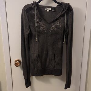 Miss Me Gray Embellished Women's Hoodie